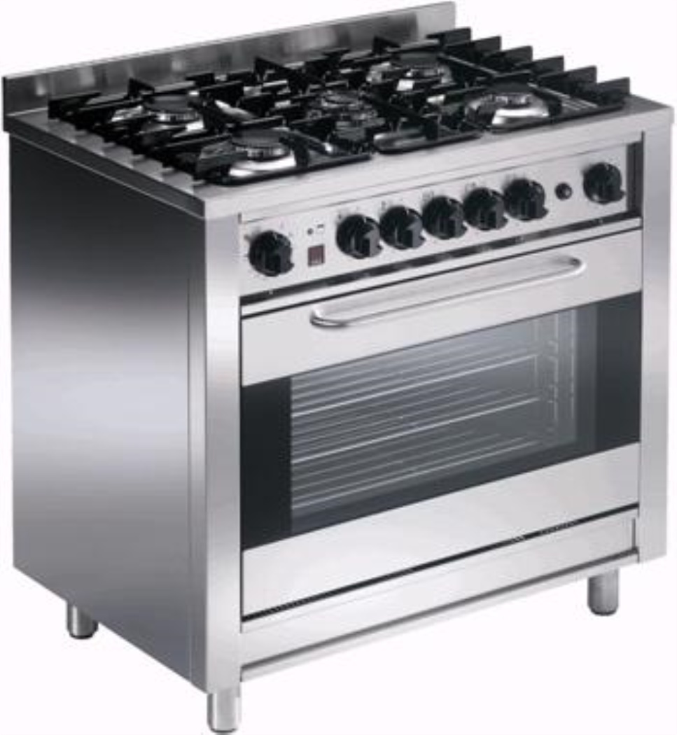 Cucina a gas con forno elettrico ventilato GN 1/1 EKA KCV 96P 5 fuochi profondità 60cm